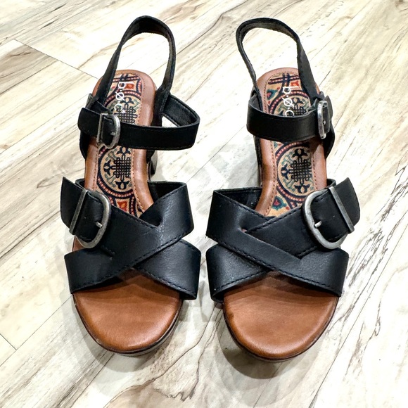 b.o.c. Alisha Sandals black vegan leather strappy heels chunky block womens BORN - Picture 7 of 12